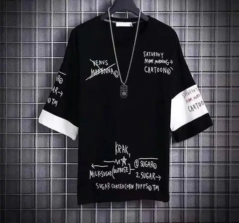 Camiseta Rasgada Oversized Vintage Hip Hop para o Verão