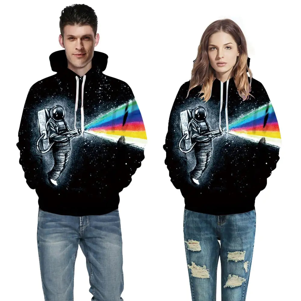 Casual Printed Hooded Loose Pullover Sweatshirt