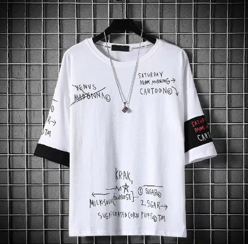 Camiseta Rasgada Oversized Vintage Hip Hop para o Verão