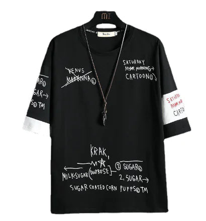 Camiseta Rasgada Oversized Vintage Hip Hop para o Verão