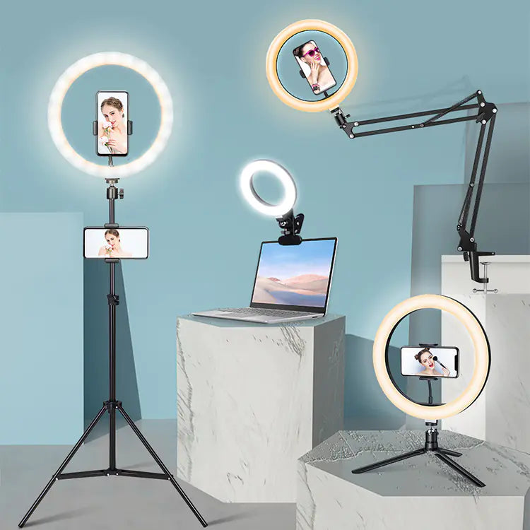 10-Inch Desktop Phone Stand with Ring Light for Selfies