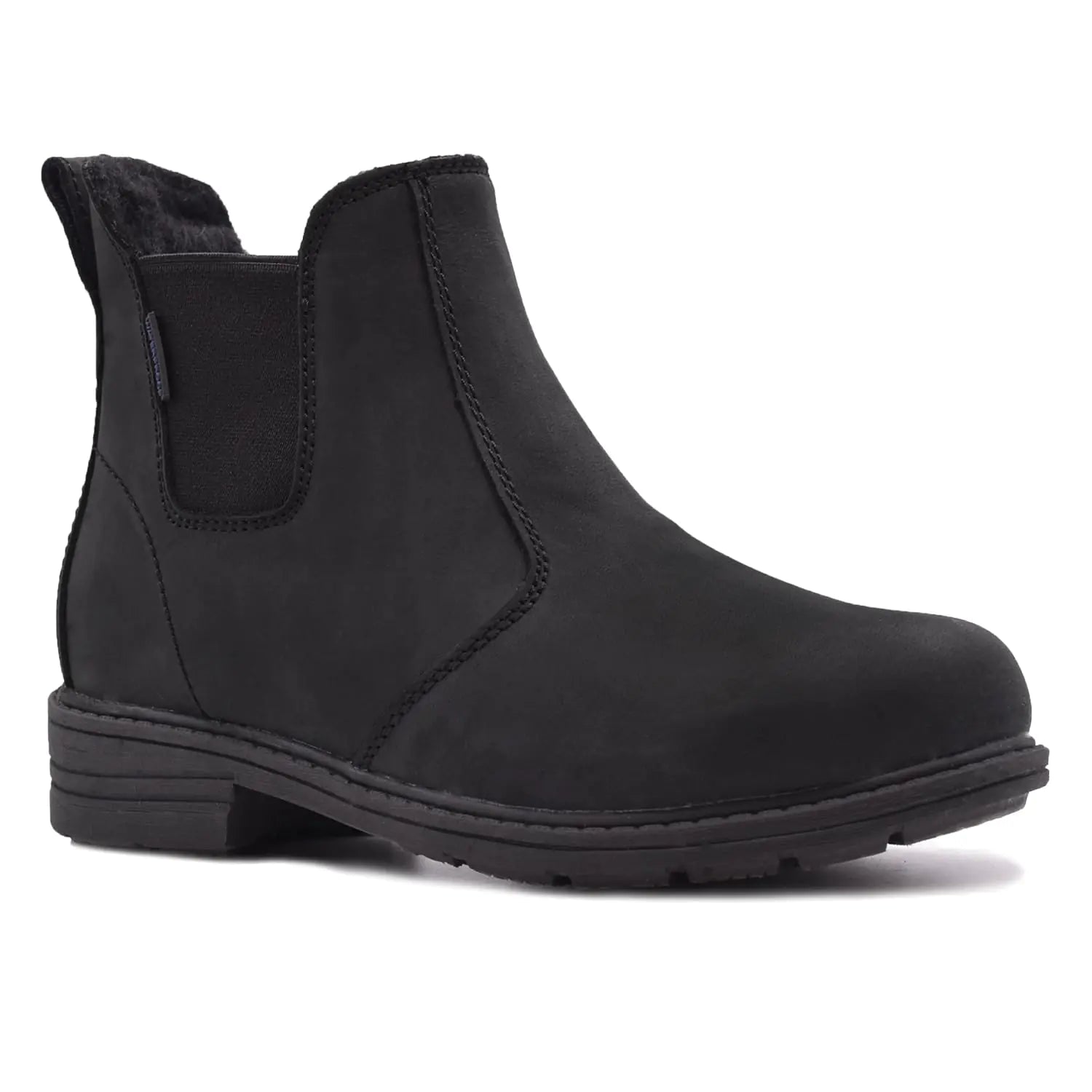 Comfy Moda Chelsea Boots para Mulheres Impermeáveis Botas de Neve de Inverno Forradas a Lã Couro Nubuck Legend II Preto Tamanho 8